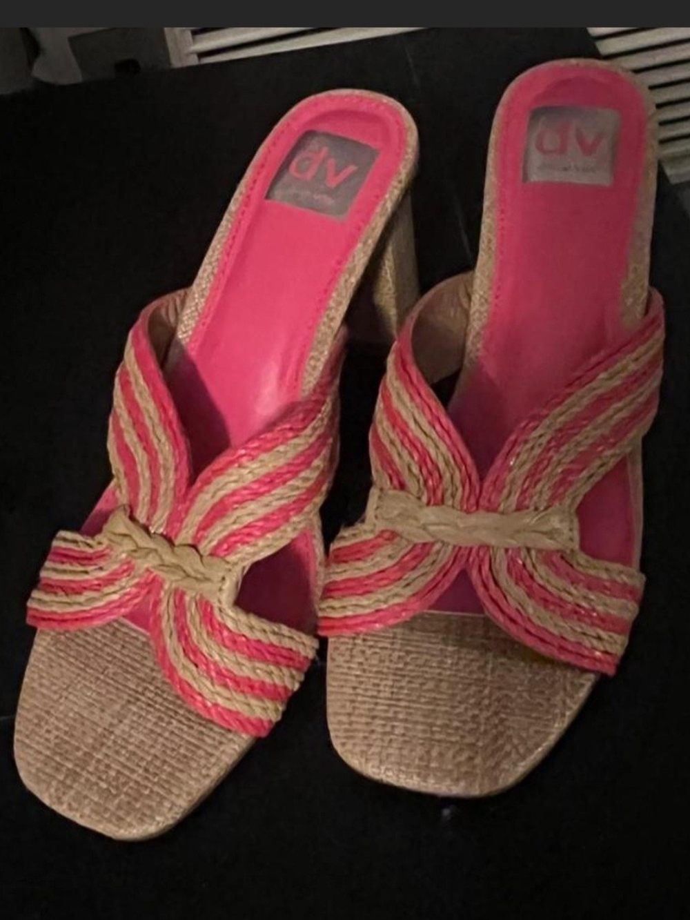DV by Dolce Vita Pink Braided Slide Mules with Natural Rope Detail